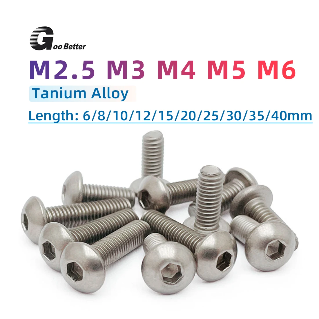 TA2 Titanium Bolt Round Head Screws M3 M4 M5 M6 GR2 ISO7380 Hex Socket Bolts Button Head Screws
TA2 Titanium Bolt Round Head Screws M3 M4 M5 M6 GR2 ISO7380 Hex Socket Bolts Button Head Screws
