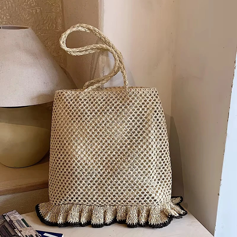 Fashion Woven Straw Beach Bag Pleated Lace Tassel Shoulder Handbag Brand Design Skirt Seaside Vacation Grass Tote Bag
Fashion Woven Straw Beach Bag Pleated Lace Tassel Shoulder Handbag Brand Design Skirt Seaside Vacation Grass Tote Bag