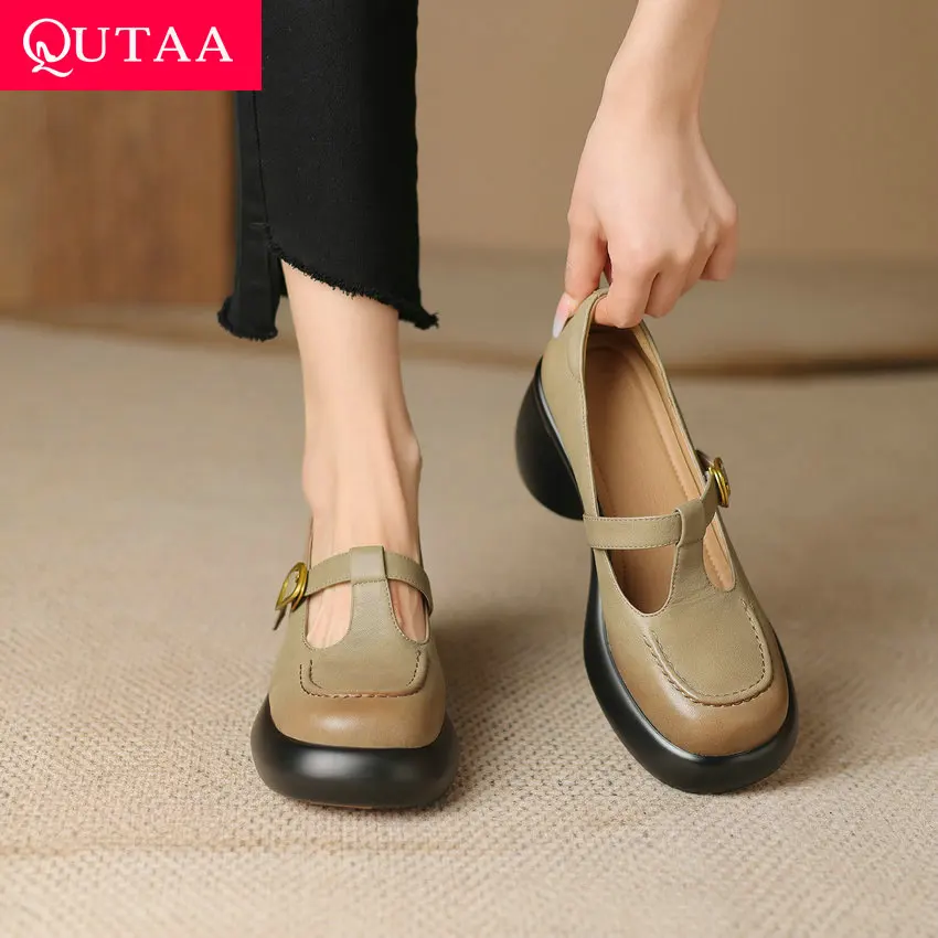 QUTAA 2024 Women Pumps Thin High Heels Round Toe T-strap Office Lady Buckle Strap Shoes Woman Genuine Leather Pumps Size 34-39
QUTAA 2024 Women Pumps Thin High Heels Round Toe T-strap Office Lady Buckle Strap Shoes Woman Genuine Leather Pumps Size 34-39