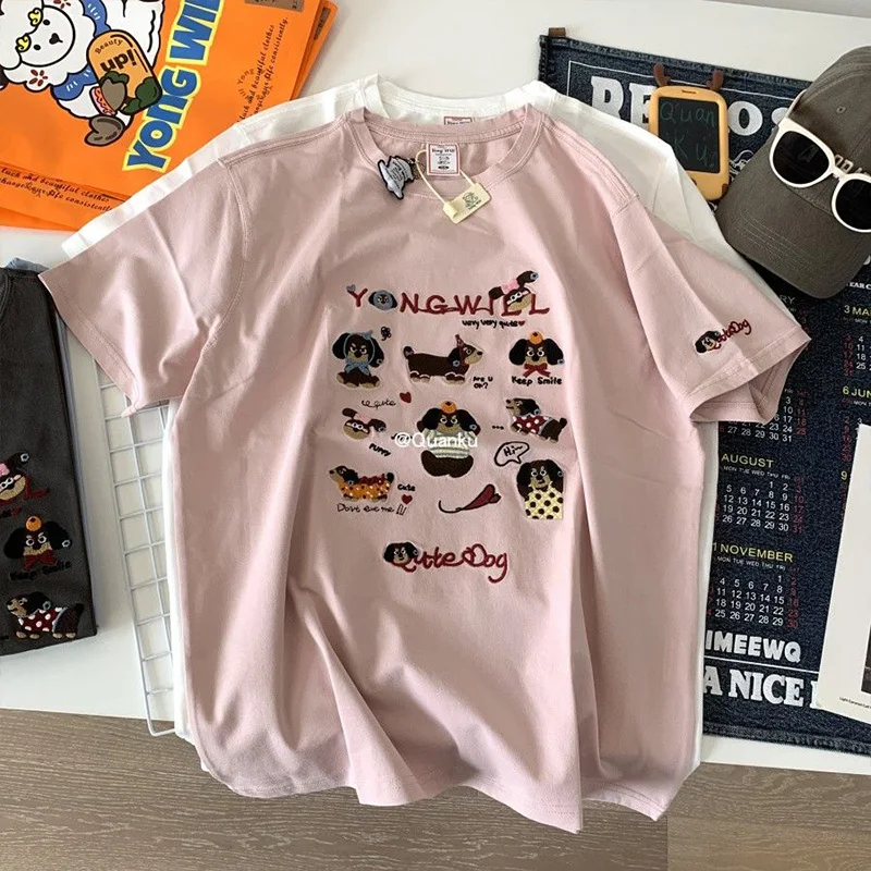 Women Chic Dog Printing Short Sleeve Y2K Tops Summer Casual Loose O-neck Pure Cotton T-Shirt
Women Chic Dog Printing Short Sleeve Y2K Tops Summer Casual Loose O-neck Pure Cotton T-Shirt