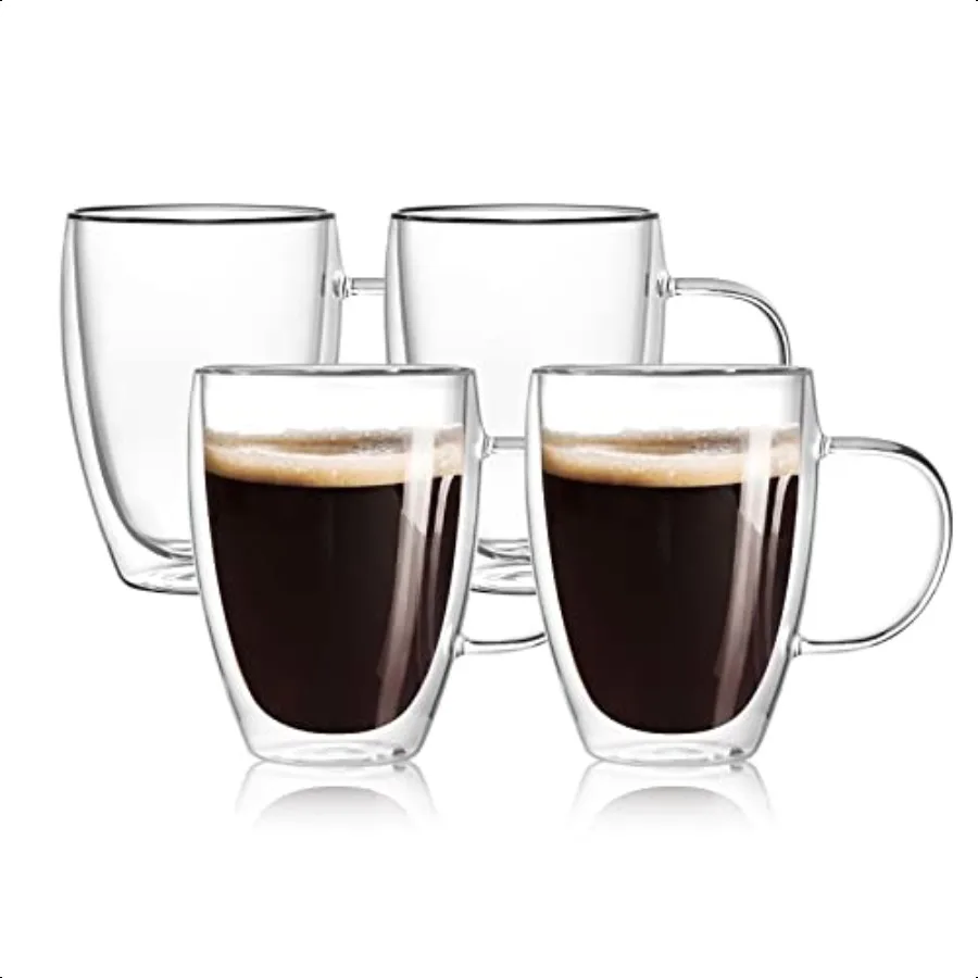 4Pack 12 Oz Double Walled Glass Coffee Mugs with Handle Insulated Layer Coffee Cups Clear Borosilicate Glass Mugs Gift for Capp
4Pack 12 Oz Double Walled Glass Coffee Mugs with Handle Insulated Layer Coffee Cups Clear Borosilicate Glass Mugs Gift for Capp