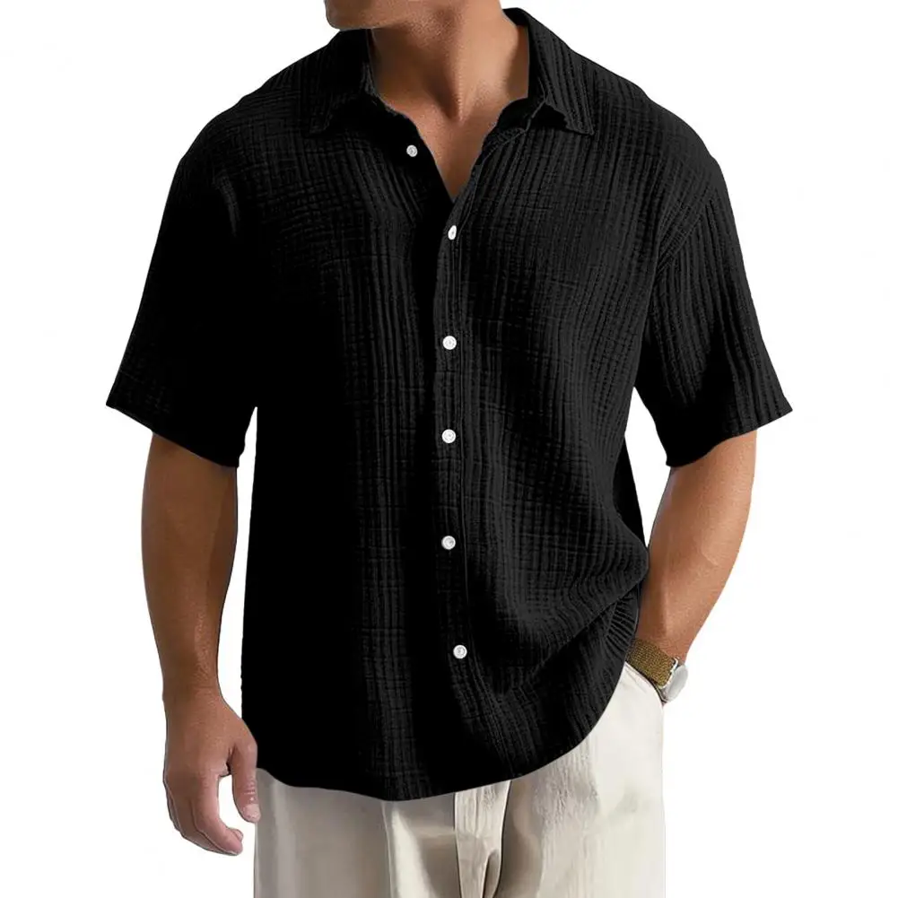 Solid Color Men Top Men's Summer Button-down Cardigan with Turn-down Collar Short Sleeves Loose Fit Casual Office for Daily
Solid Color Men Top Men's Summer Button-down Cardigan with Turn-down Collar Short Sleeves Loose Fit Casual Office for Daily