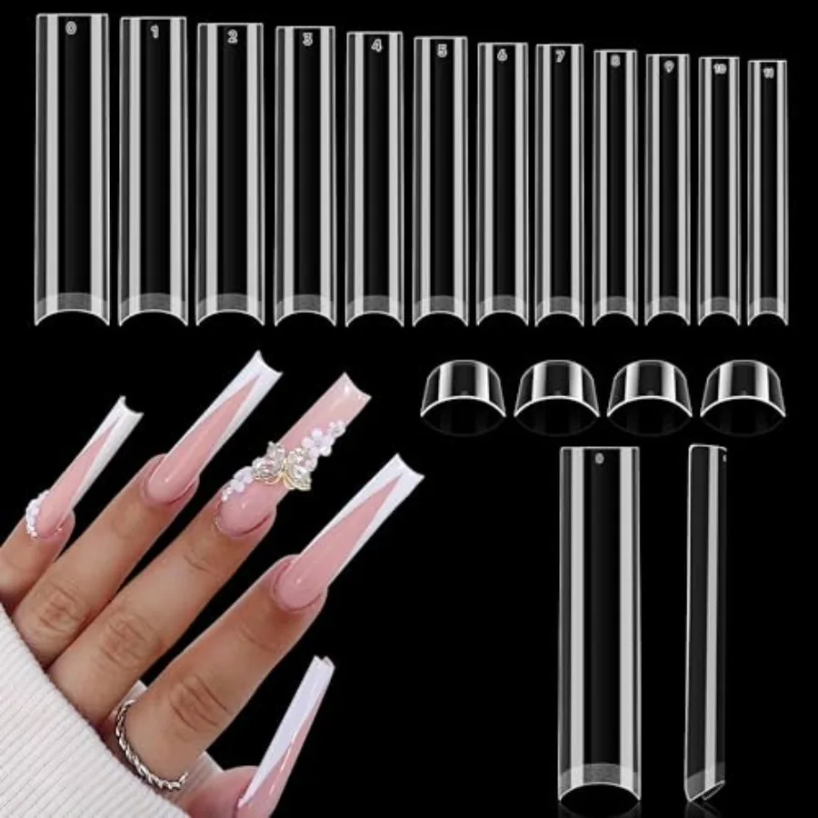504PCS No C Curve Tapered Square Nail Tips, 3XL Extra Long Straight Clear Fake Nail Tips, 12 Sizes Half Cover Gel False Nails f
504PCS No C Curve Tapered Square Nail Tips, 3XL Extra Long Straight Clear Fake Nail Tips, 12 Sizes Half Cover Gel False Nails f