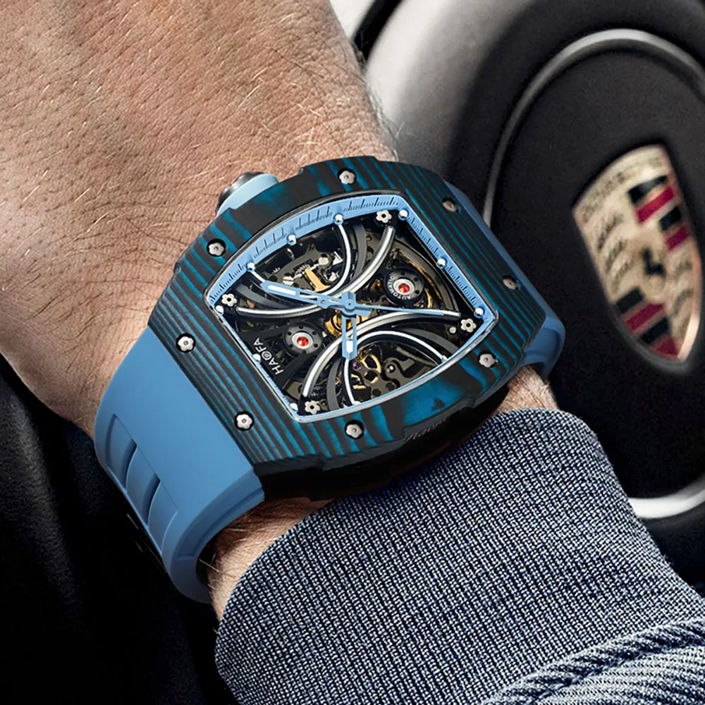 Haofa Mechanical watch Man Luminous Hollow Skeleton Carbon Fiber Hardcore Outdoors Multiple colors Synthetic Sapphire Brand 1909
Haofa Mechanical watch Man Luminous Hollow Skeleton Carbon Fiber Hardcore Outdoors Multiple colors Synthetic Sapphire Brand 1909