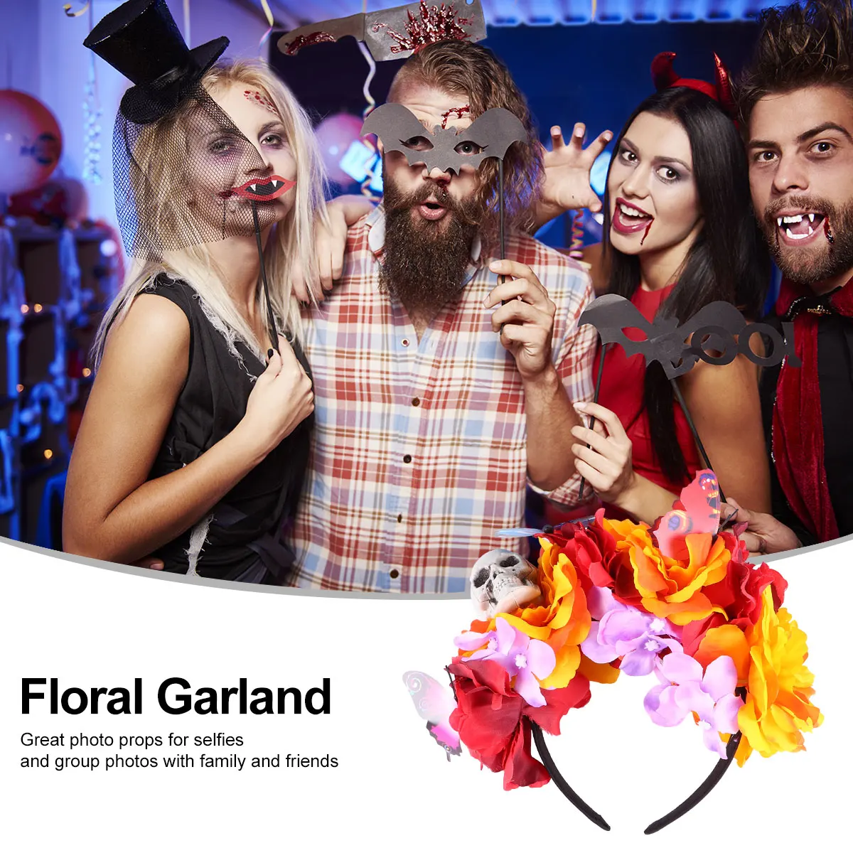 Skull Headband Cosplay Headdress Flower Hair Hoop Scary Halloween Seaside Resort Prop
Skull Headband Cosplay Headdress Flower Hair Hoop Scary Halloween Seaside Resort Prop
