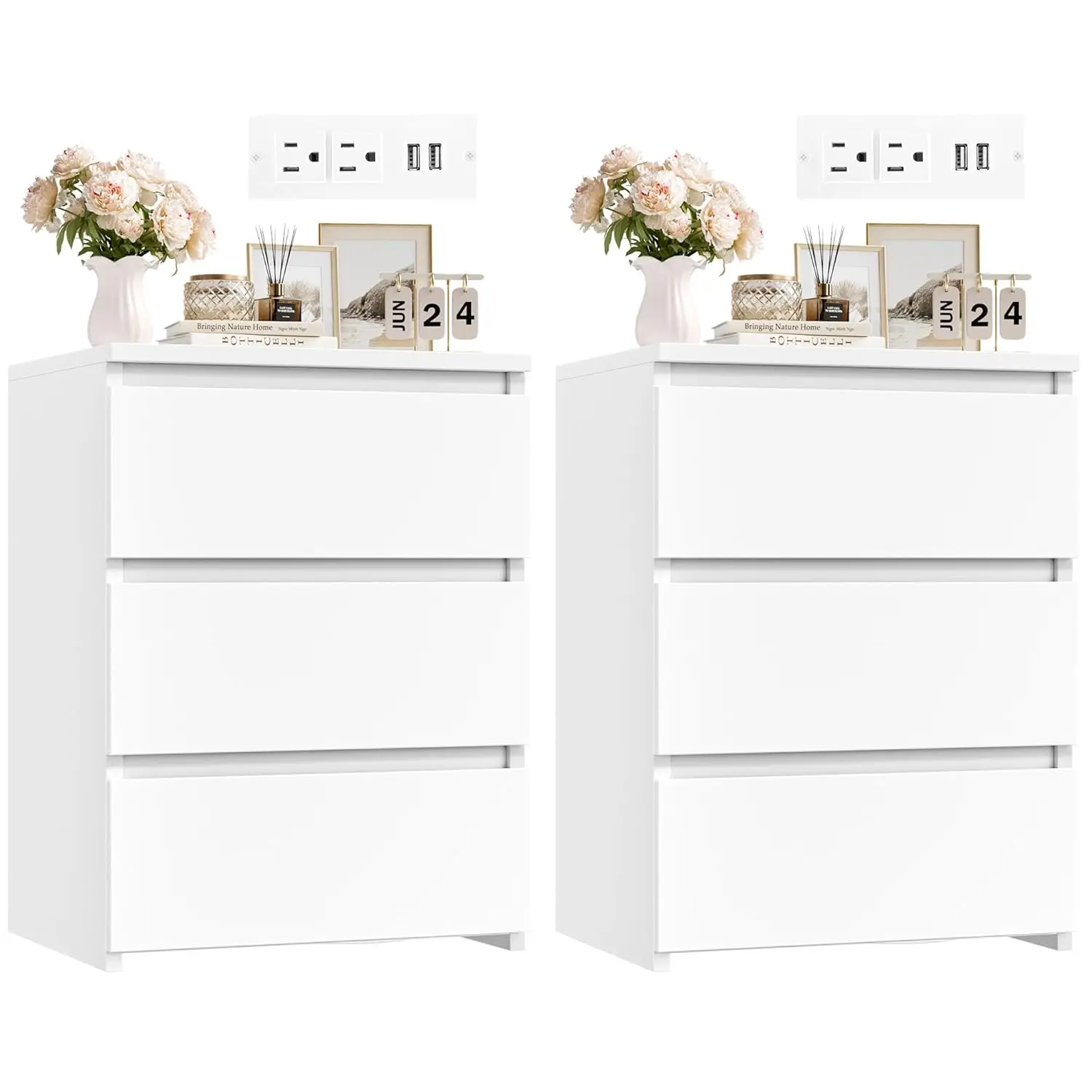 White Nightstand Set of 2, White Night Stand with Charging Station, Nightstand Set 2 with USB Ports & Power, Customized
White Nightstand Set of 2, White Night Stand with Charging Station, Nightstand Set 2 with USB Ports & Power, Customized