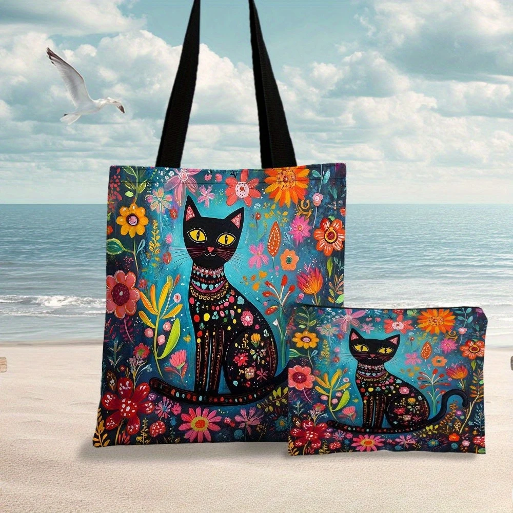 Black Cat Surrounded By Bright Flowers Tote Bag with Makeup Bag Travel Toiletry Pouch Eco Foldable Reusable Shopping Bag
Black Cat Surrounded By Bright Flowers Tote Bag with Makeup Bag Travel Toiletry Pouch Eco Foldable Reusable Shopping Bag