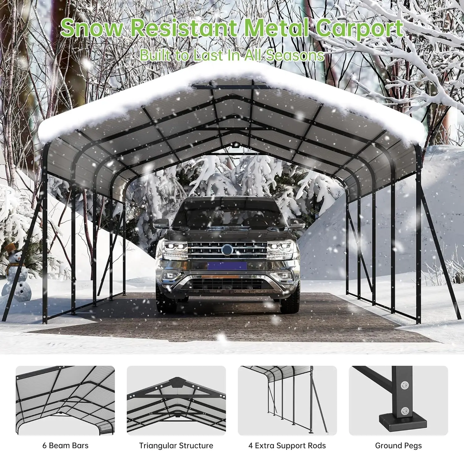 12x20FT Metal Carport, Heavy Duty Frame with Updated Galvanized Steel Roof, Enhanced Base, Outdoor Garage Car Storage, Custom
12x20FT Metal Carport, Heavy Duty Frame with Updated Galvanized Steel Roof, Enhanced Base, Outdoor Garage Car Storage, Custom