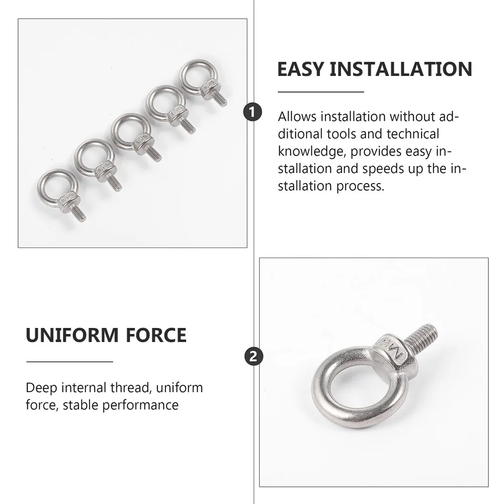4pcs Eye Bolts Stainless Steel High Load Capacity Anti Rust Marine Grade for Lifting Hooks Chains Ideal Decorations Flower Pots
4pcs Eye Bolts Stainless Steel High Load Capacity Anti Rust Marine Grade for Lifting Hooks Chains Ideal Decorations Flower Pots