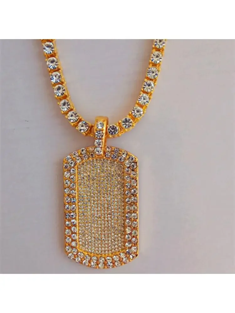 Mens Hip Hop Army Card Dog Tag Necklace Iced Out 1 Row Crystal Choker Bling Tennis Chain 16/18/30inch Gold Color Drop Shipping
Mens Hip Hop Army Card Dog Tag Necklace Iced Out 1 Row Crystal Choker Bling Tennis Chain 16/18/30inch Gold Color Drop Shipping