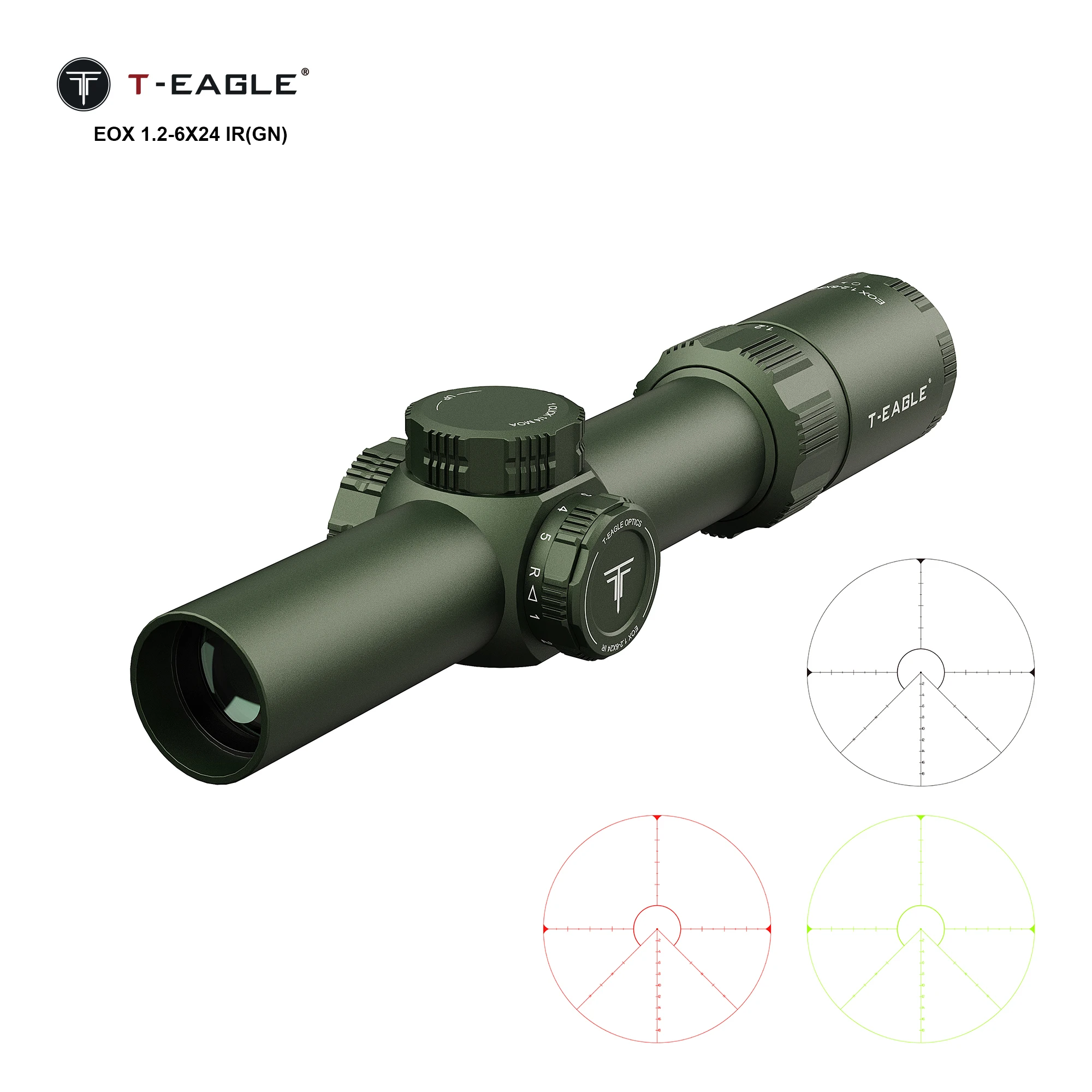 T-EAGLE EOX1.2-6 X24 IR Tactical Riflescope Hunting Spotting Rifle Scope Optical Collimator Air Gun Airsoft PCP Sight Green
T-EAGLE EOX1.2-6 X24 IR Tactical Riflescope Hunting Spotting Rifle Scope Optical Collimator Air Gun Airsoft PCP Sight Green