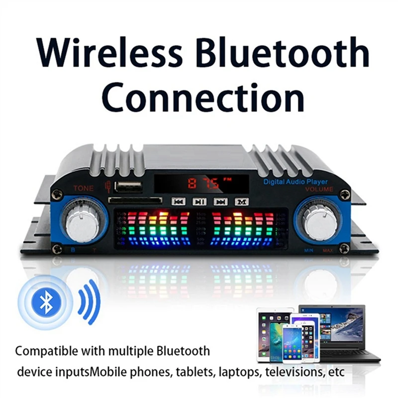 Bluetooth Amplifier HIFI 4-Channel Digital Audio Sound Amp FM Radio MP3 Support USB SD RCA Home Audio System, Durable EU Plug
Bluetooth Amplifier HIFI 4-Channel Digital Audio Sound Amp FM Radio MP3 Support USB SD RCA Home Audio System, Durable EU Plug