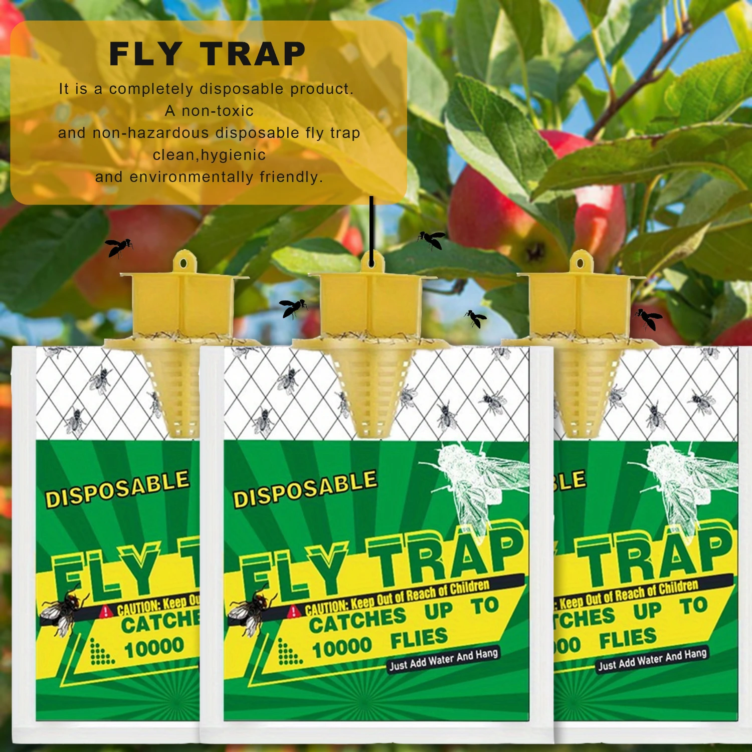 3-Piece Outdoor Hanging Fly Traps - Mosquito & Bug Catcher Bags, Bee & Wasp Control, No Bait Needed, Perfect For Garden, Balcony
3-Piece Outdoor Hanging Fly Traps - Mosquito & Bug Catcher Bags, Bee & Wasp Control, No Bait Needed, Perfect For Garden, Balcony