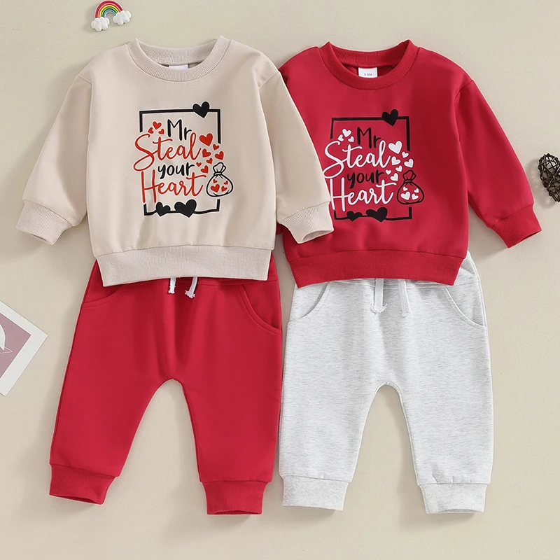Toddler Baby Boy Valentine's Day Outfits Letter Print Long Sleeve Sweatshirt and Elastic Pants Fall Clothes
Toddler Baby Boy Valentine's Day Outfits Letter Print Long Sleeve Sweatshirt and Elastic Pants Fall Clothes