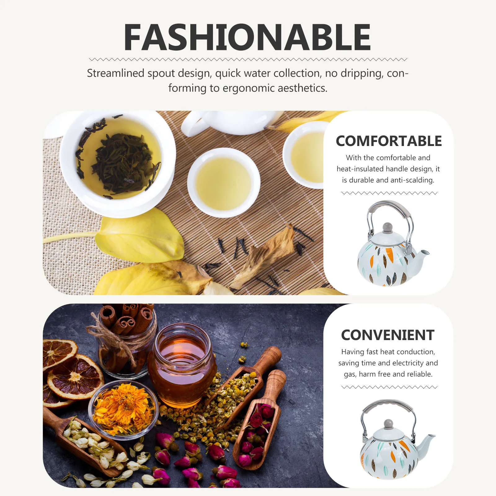 Enamel Kettle Highgrade Enamel Material Comfortable Handle Fast Heat Conduction Antiscalding Design Suitable Induction Gas Stove
Enamel Kettle Highgrade Enamel Material Comfortable Handle Fast Heat Conduction Antiscalding Design Suitable Induction Gas Stove