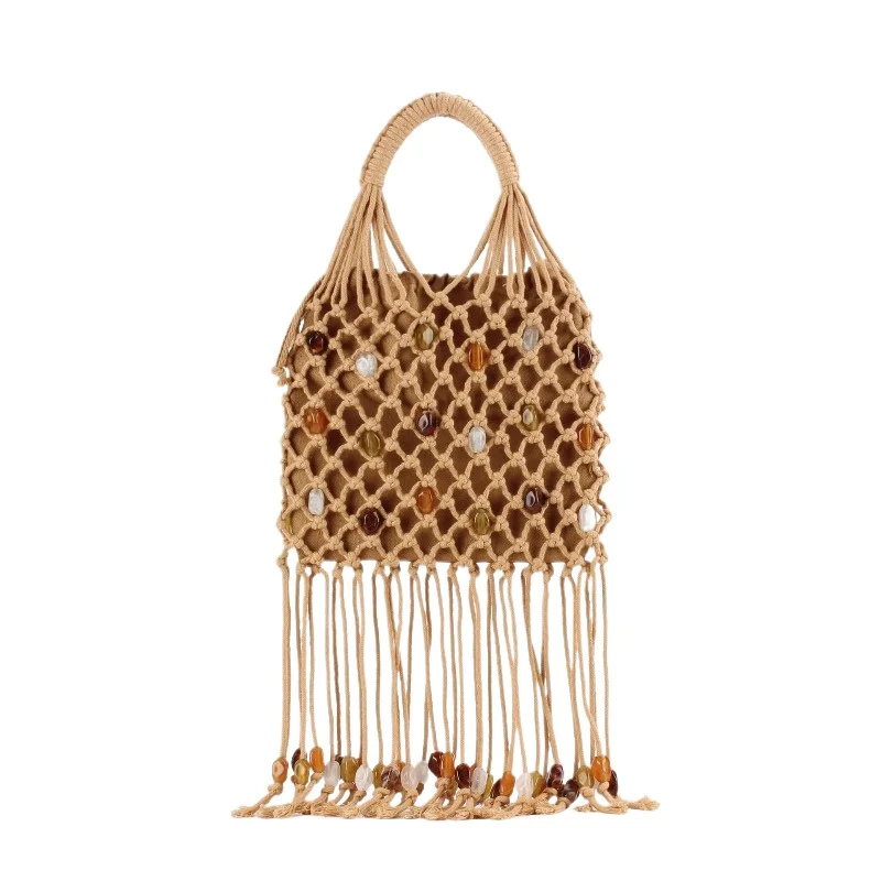 Women's Handmade Woven Hollow-Out Tote Bag with Tassel Fringe Beaded Detail Bohemian Summer Beach Daily
Women's Handmade Woven Hollow-Out Tote Bag with Tassel Fringe Beaded Detail Bohemian Summer Beach Daily