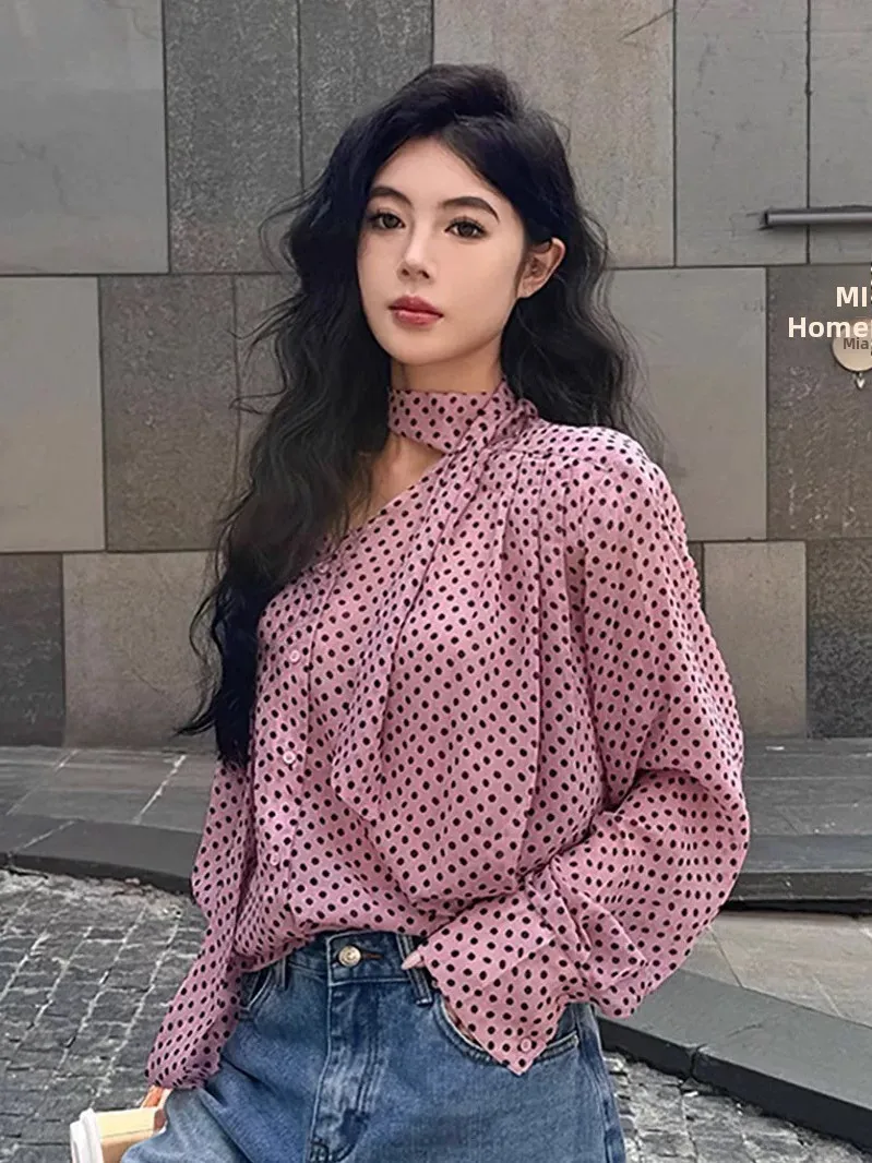 Ele Sweet Polka Dot Versatile Casual V-ne Women's irt Spring Autumn Slimming Long Sve Commute Sle Faion Design
Ele Sweet Polka Dot Versatile Casual V-ne Women's irt Spring Autumn Slimming Long Sve Commute Sle Faion Design