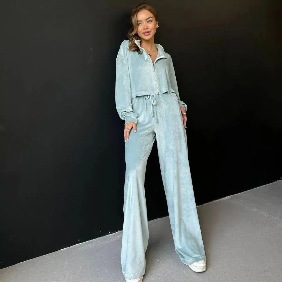 Осенний длинный женский модный комплект из футболки с лацканами на молнии, све, простая цветная рабочая одежда с эластичными манжетами
Осенний длинный женский модный комплект из футболки с лацканами на молнии, све, простая цветная рабочая одежда с эластичными манжетами