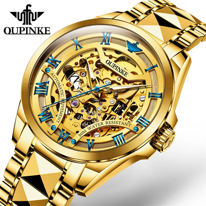 OUPINKE Top Brands Automatic Men Watch Fashion Skeleton Out Waterproof Gold Tungsten Steel Strap Mechanical Male Wristwatch
OUPINKE Top Brands Automatic Men Watch Fashion Skeleton Out Waterproof Gold Tungsten Steel Strap Mechanical Male Wristwatch
