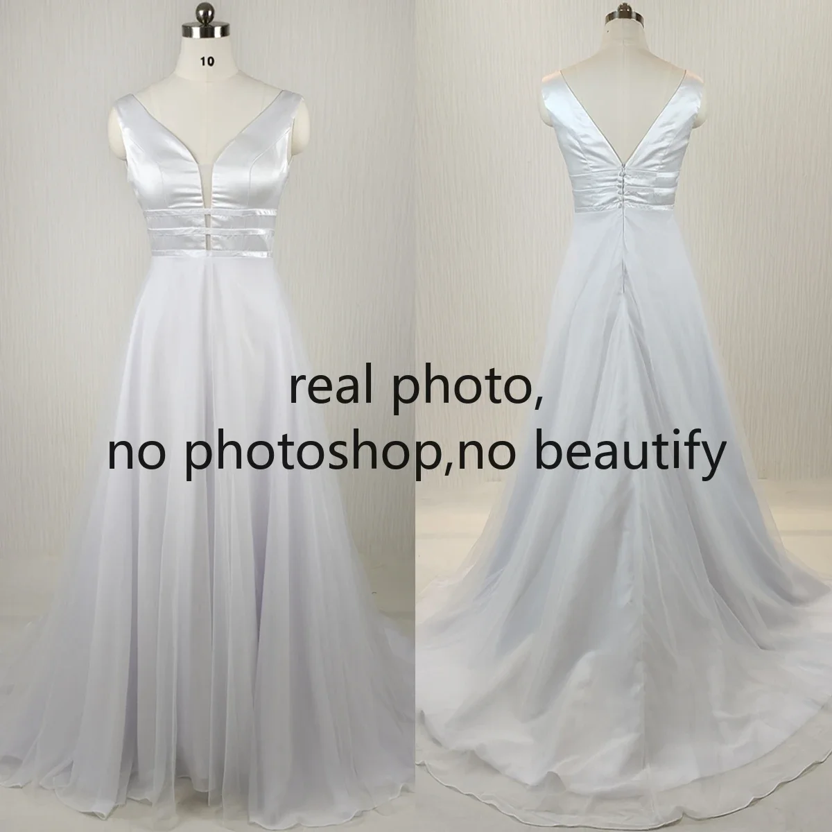 Customized Real Photo Evening Dress Pure White Satin V-neck Sleeveless A-line Floor Length Trail Plus size party Formal Gowns
Customized Real Photo Evening Dress Pure White Satin V-neck Sleeveless A-line Floor Length Trail Plus size party Formal Gowns