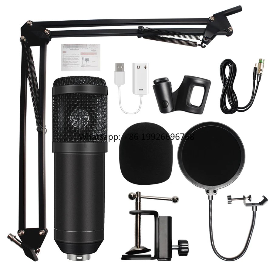 BM 800 Wired Microfono Condensador Metal and Plastic Mic Condenser Microphone with Shock Mount Arm Stand and Pop Filter
BM 800 Wired Microfono Condensador Metal and Plastic Mic Condenser Microphone with Shock Mount Arm Stand and Pop Filter