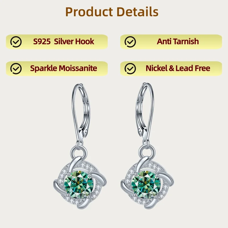 LAMVOICE Jewelry for women, S925 sterling silver moissanite earrings, Christmas day gifts for her,j ewelry with gift box
LAMVOICE Jewelry for women, S925 sterling silver moissanite earrings, Christmas day gifts for her,j ewelry with gift box