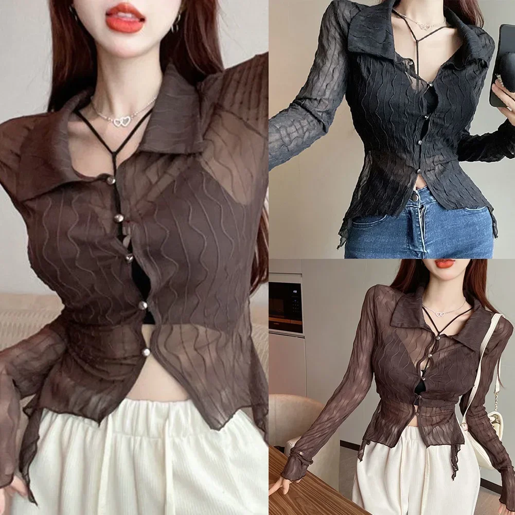 Hot Girl Style Women Spring Hollow Thin Long Sleeve Lapel Shirt Ladies Commuting Wind Top Fashion
Hot Girl Style Women Spring Hollow Thin Long Sleeve Lapel Shirt Ladies Commuting Wind Top Fashion