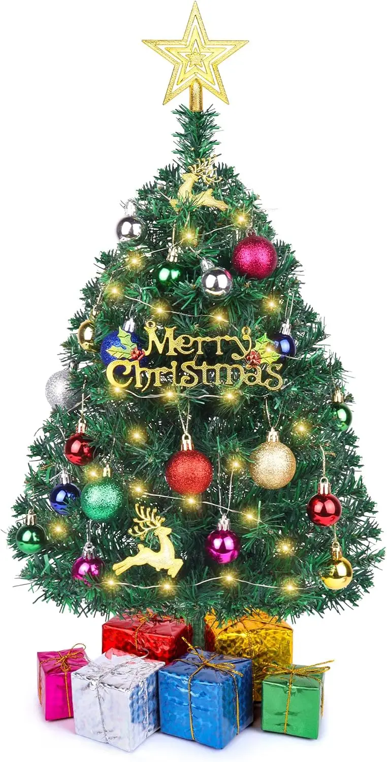 Искусственная рождественская елка длиной 2 фута с подсветкой, мини-декор столешницы со звездным топпером и 30 украшений
Искусственная рождественская елка длиной 2 фута с подсветкой, мини-декор столешницы со звездным топпером и 30 украшений