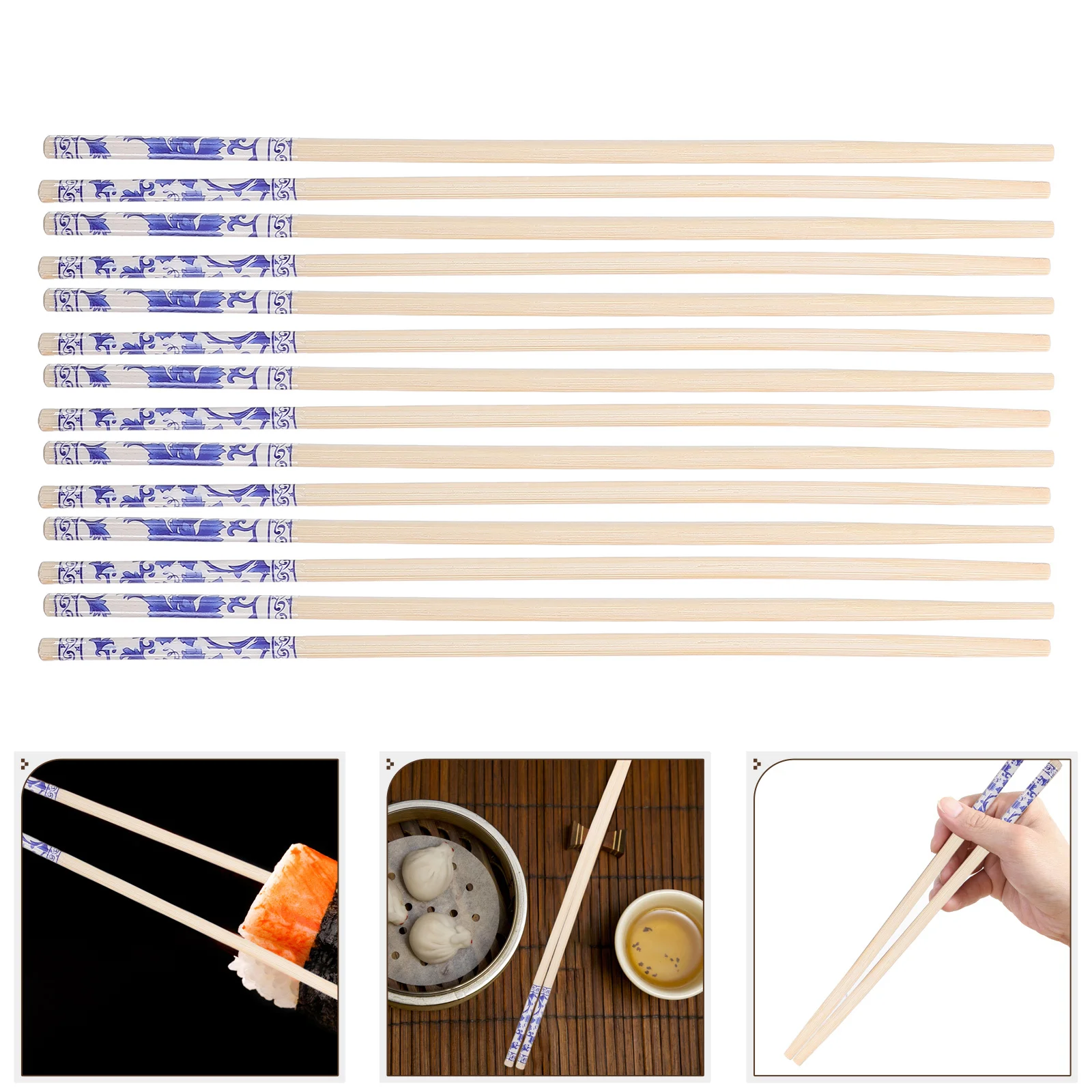 100Pairs Chinese Bamboo Chopsticks Blue White Porcelain Pattern Disposable for Asian Food Sushi Noodles Takeout
100Pairs Chinese Bamboo Chopsticks Blue White Porcelain Pattern Disposable for Asian Food Sushi Noodles Takeout