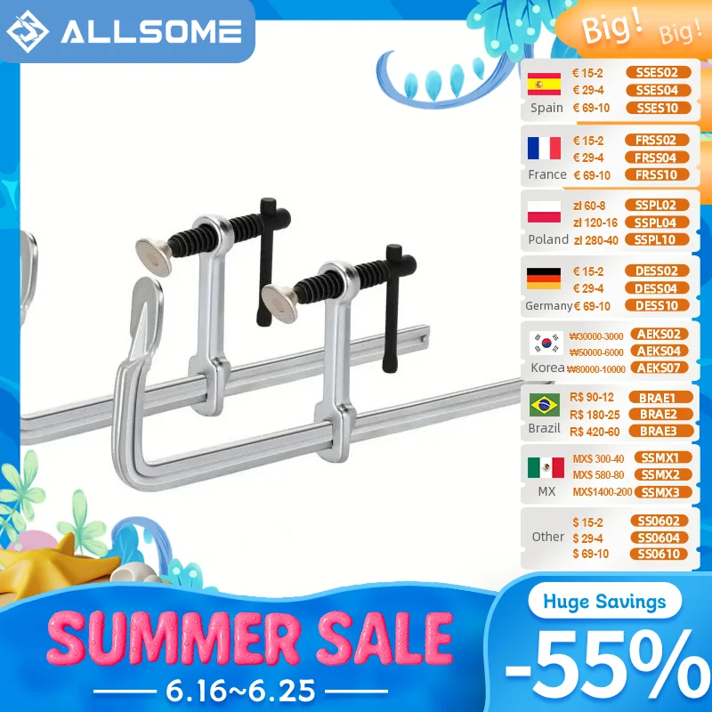 Allsome 2pcs Light-Duty Drop Forged Steel Bar Clamps F Clamps 160x60mm/300x60mm for Welding Woodworking Metalworking DIY Crafts
Allsome 2pcs Light-Duty Drop Forged Steel Bar Clamps F Clamps 160x60mm/300x60mm for Welding Woodworking Metalworking DIY Crafts