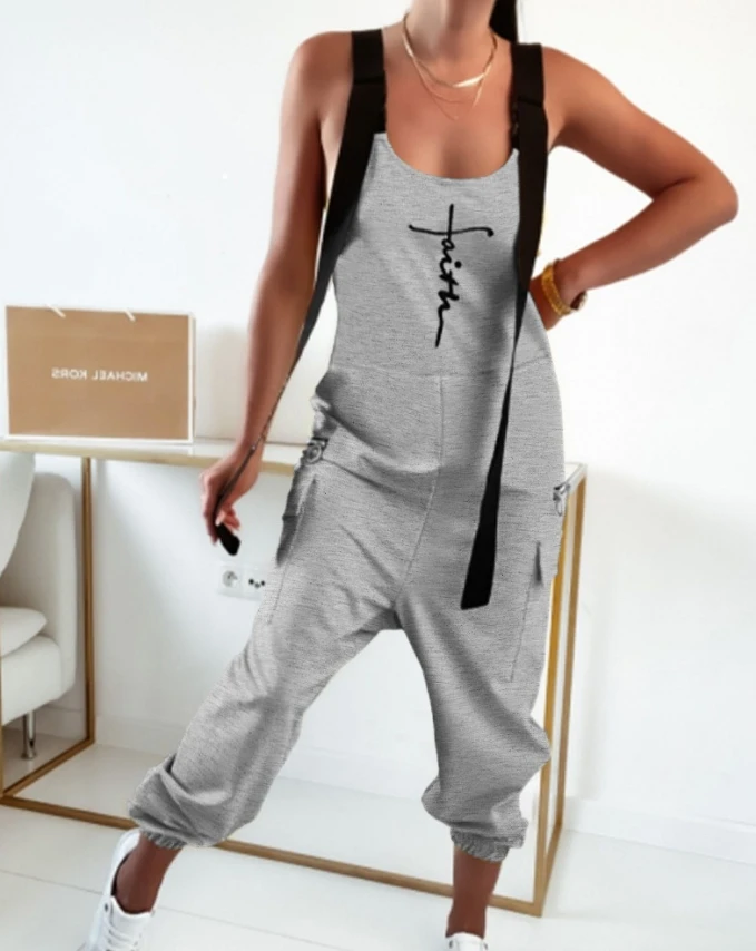 Women Fashion and Elegant Jumpsuit Pocket Design High Waisted 2024 Summer Casual U-Neck Sleeveless Faith Print Zipper Jumpsuits
Women Fashion and Elegant Jumpsuit Pocket Design High Waisted 2024 Summer Casual U-Neck Sleeveless Faith Print Zipper Jumpsuits