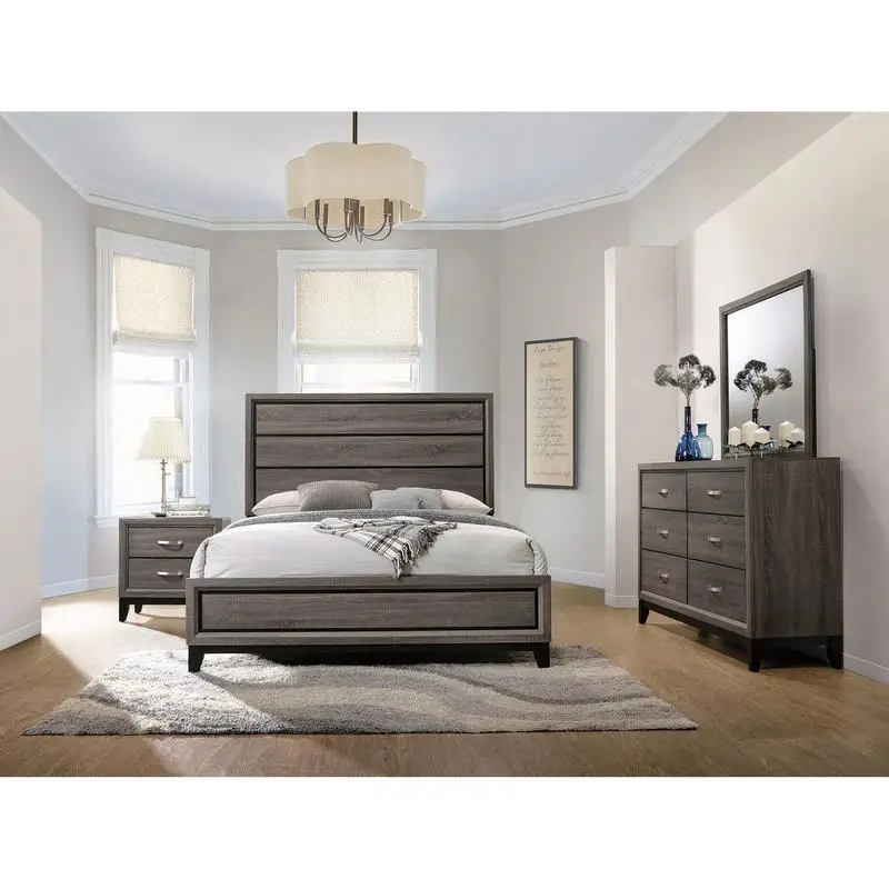 4-Piece Eastern King Panel Bedroom Set in Carina Grey Oak and Black
4-Piece Eastern King Panel Bedroom Set in Carina Grey Oak and Black