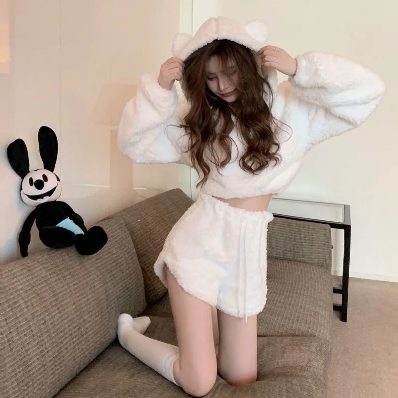 Cute Two Piece Shorts Sets Autumn Spring Women Sweet Chic Bear Ear Hooded Coat High Waist Shorts Girls Harajuku Hoodie Suits
Cute Two Piece Shorts Sets Autumn Spring Women Sweet Chic Bear Ear Hooded Coat High Waist Shorts Girls Harajuku Hoodie Suits