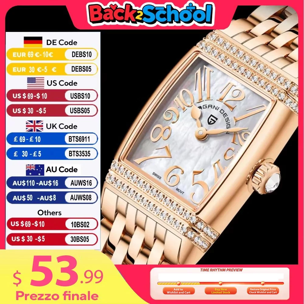 PAGANI DESIGN Women's Quartz Watch Luxury Fashion Sapphire Stainless Steel Waterproof Clock Bracelet Relogio Feminino PD1737
PAGANI DESIGN Women's Quartz Watch Luxury Fashion Sapphire Stainless Steel Waterproof Clock Bracelet Relogio Feminino PD1737
