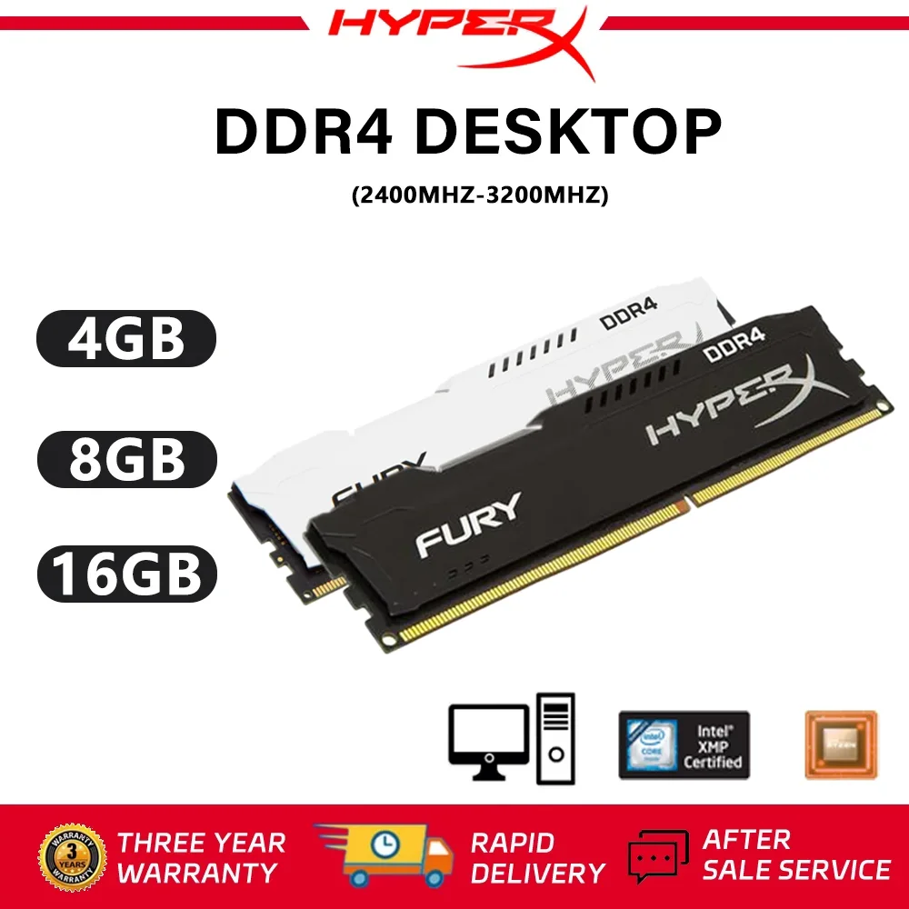 DDR4 RAM Kingston HyperX Fury PC RAM DDR4 Memory 4GB 8GB 16GB 2400MHZ 2666MHZ 3200MHz Desktop 1.2V
DDR4 RAM Kingston HyperX Fury PC RAM DDR4 Memory 4GB 8GB 16GB 2400MHZ 2666MHZ 3200MHz Desktop 1.2V