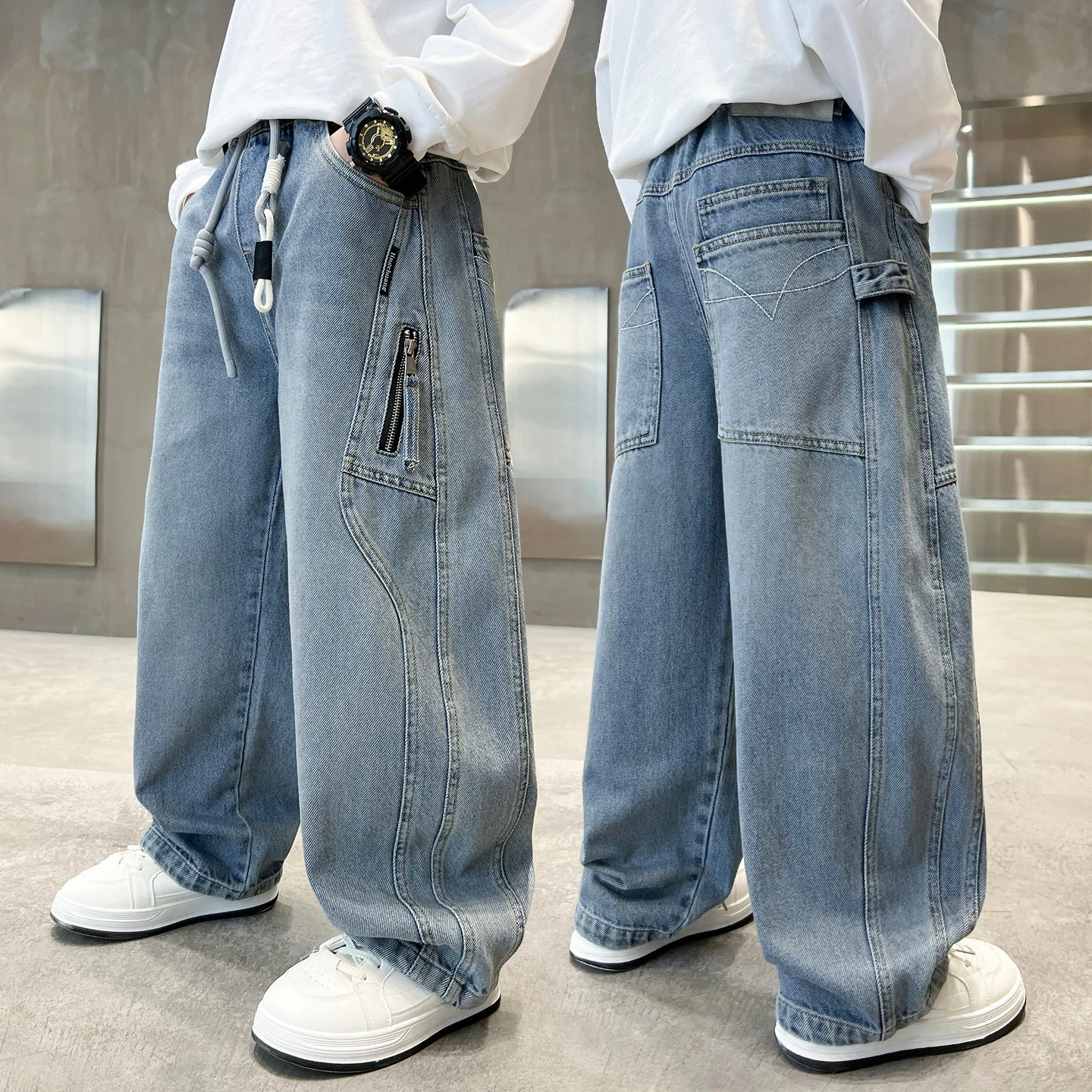 Spring Autumn Boys Jeans New Casual Straight Leg Cotton Pants Faionable Children's Clothing Kids' Faion Trendy Long Denim Pants
Spring Autumn Boys Jeans New Casual Straight Leg Cotton Pants Faionable Children's Clothing Kids' Faion Trendy Long Denim Pants