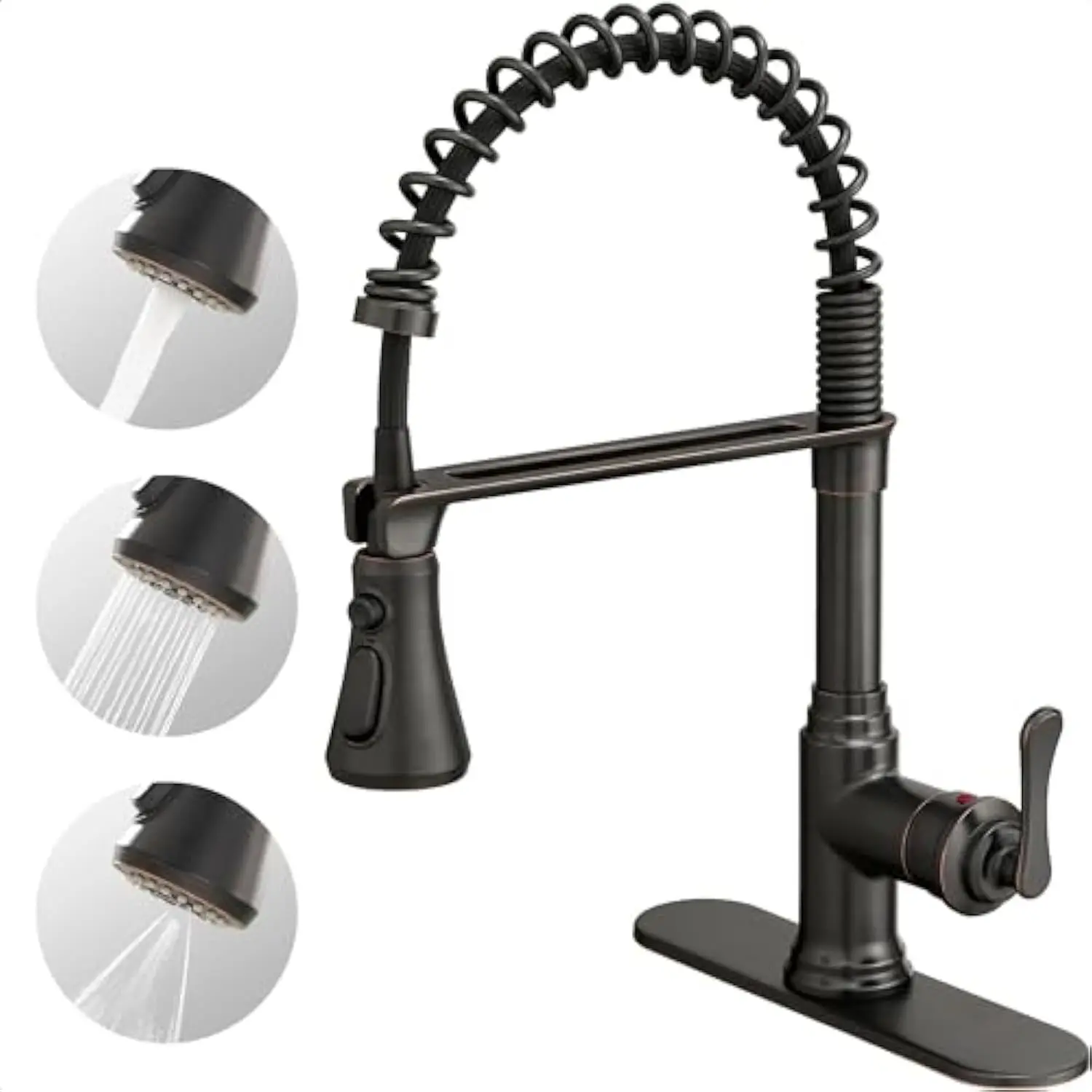 Oil Rubbed Bronze Kitchen Faucet with Pull down Sprayer, 3-Function Kitchen Faucets 3 Hole or 1 Hole Stainless Steel Single Han
Oil Rubbed Bronze Kitchen Faucet with Pull down Sprayer, 3-Function Kitchen Faucets 3 Hole or 1 Hole Stainless Steel Single Han