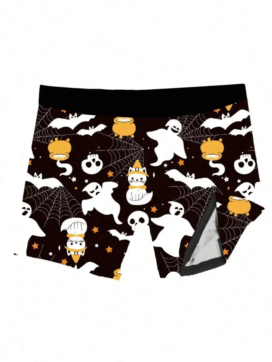 Mens Halloween Print Boxer Shorts With Ghost Bat Skull Design
Mens Halloween Print Boxer Shorts With Ghost Bat Skull Design