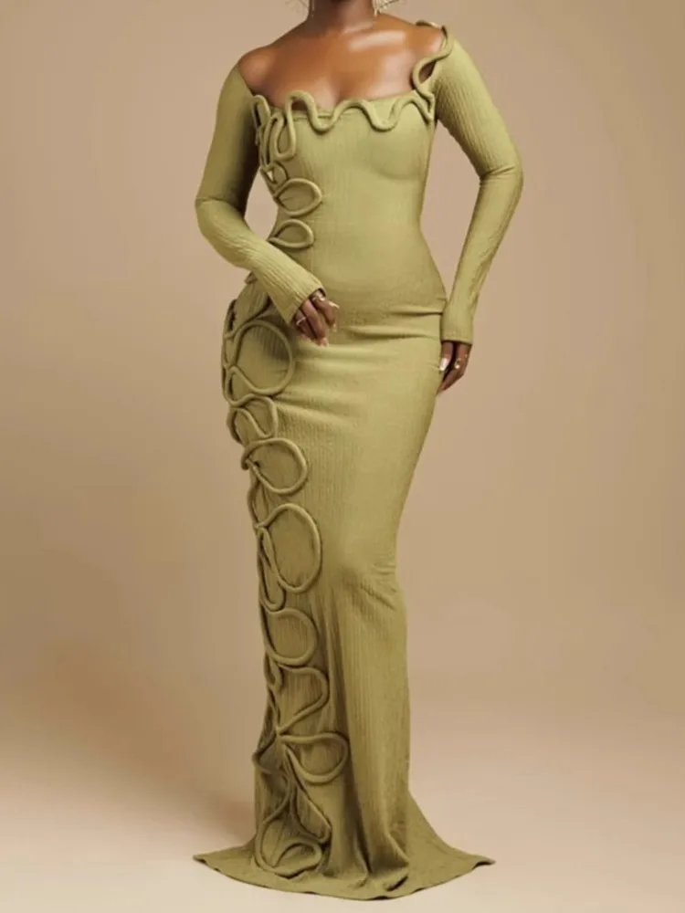 Women's Fashionable Party Banquet Dress Autumn Elegant Green Long Sleeve Twisted Rope Decoration Slimming And Floor Long Dress
Women's Fashionable Party Banquet Dress Autumn Elegant Green Long Sleeve Twisted Rope Decoration Slimming And Floor Long Dress