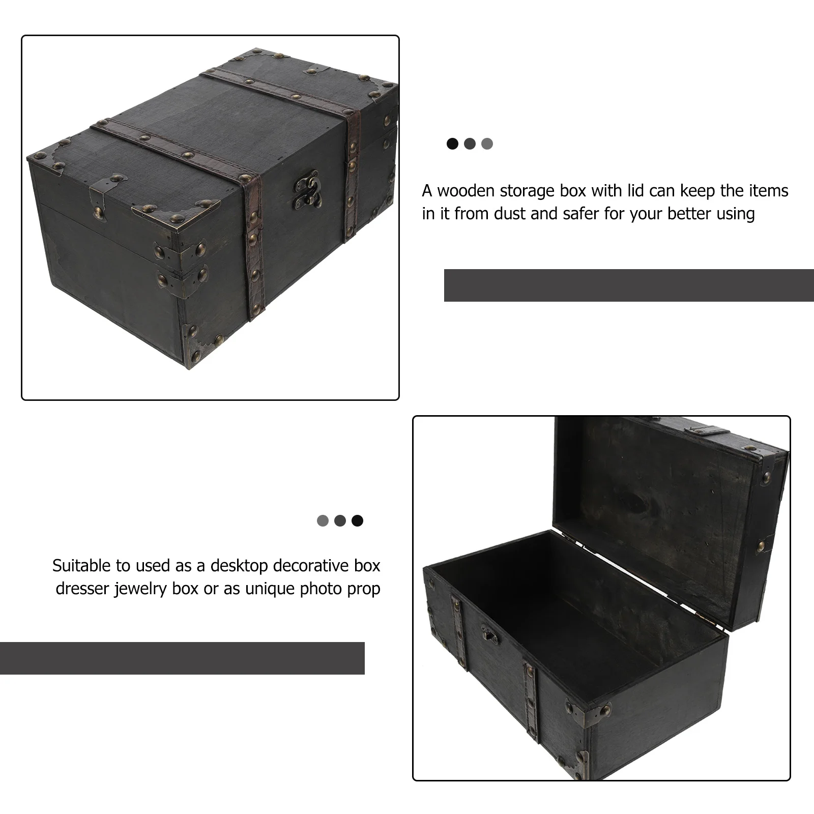 Wooden Storage Box Vintage Chest Jewelry ganizer Retro Treasure Case Photo Prop Decor Trinket Boxes Dustproof Safety Design
Wooden Storage Box Vintage Chest Jewelry ganizer Retro Treasure Case Photo Prop Decor Trinket Boxes Dustproof Safety Design