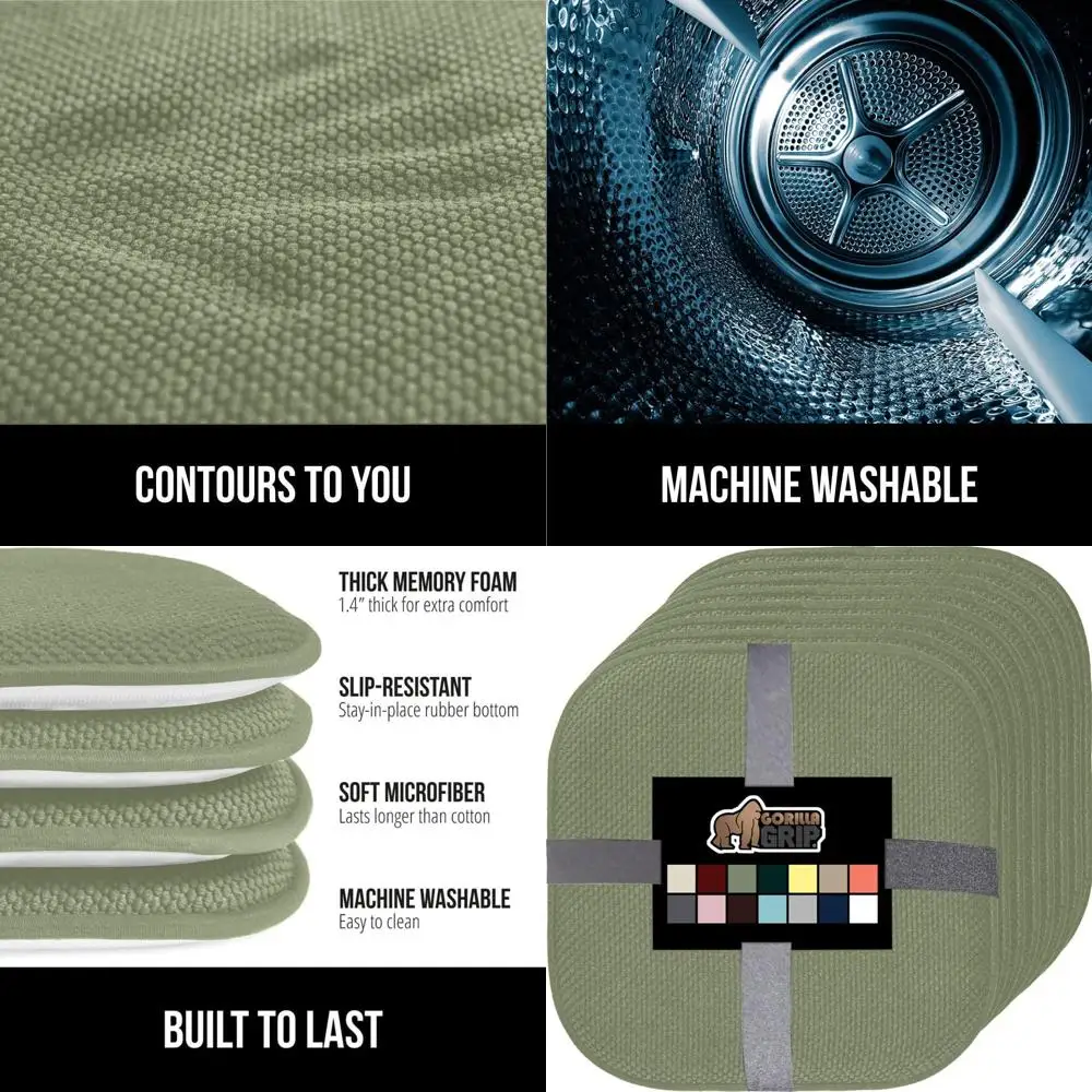 Memory Foam Seat Cushions, Slip-Resistant, 8-Pack for Dining & Kitchen Chairs, Sage 16x16
Memory Foam Seat Cushions, Slip-Resistant, 8-Pack for Dining & Kitchen Chairs, Sage 16x16