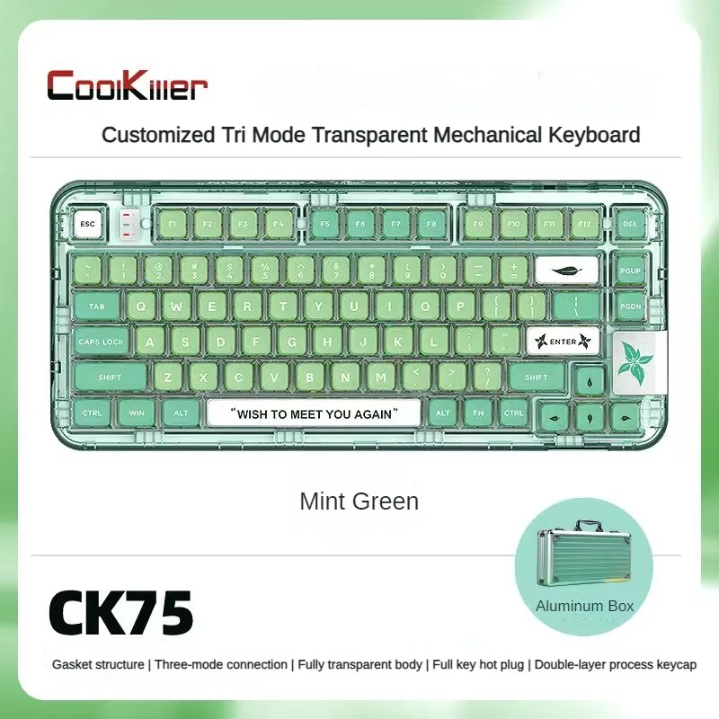 Прозрачная механическая клавиатура Coolkiller CK75, трехрежимная Беспроводная Bluetooth клавиатура RGB Hot Swap, 80 клавиш, для киберспорта, для игр и офиса
Прозрачная механическая клавиатура Coolkiller CK75, трехрежимная Беспроводная Bluetooth клавиатура RGB Hot Swap, 80 клавиш, для киберспорта, для игр и офиса
