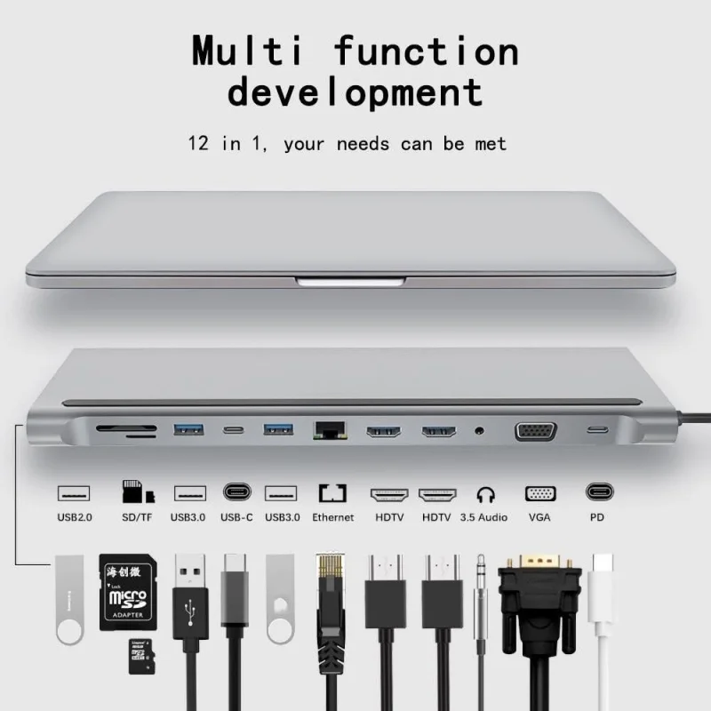 12 in 1 Multi Port USB C Dock Triple Monitor Dual HDMI Compatible Adapter Hub Laptop Docking Station All Laptop Brands
12 in 1 Multi Port USB C Dock Triple Monitor Dual HDMI Compatible Adapter Hub Laptop Docking Station All Laptop Brands