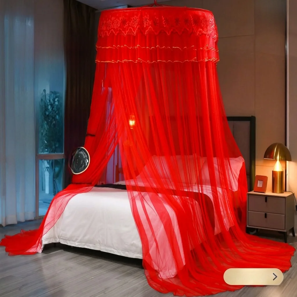 Wedding Celebration Large Red Mosquito Net No Installation Required Ceiling Mounted round Dome Suction Cup Hanging Style
Wedding Celebration Large Red Mosquito Net No Installation Required Ceiling Mounted round Dome Suction Cup Hanging Style