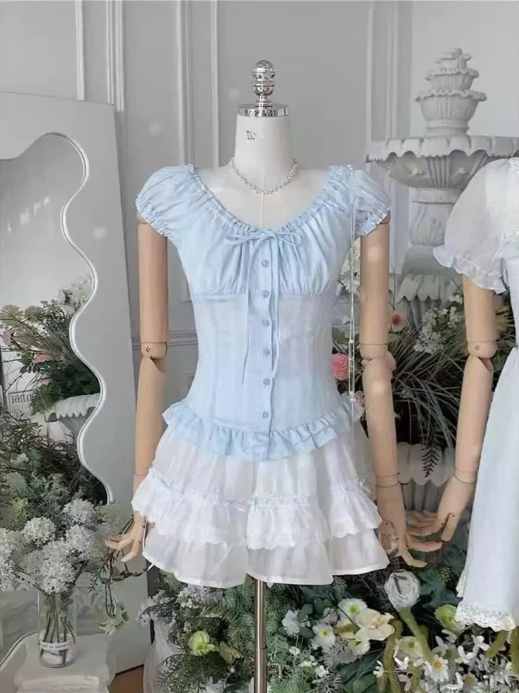 Sweet Fashion Slim Off Shoulder Outfit Women Design Chic Lace Up Fairy Suit Girl Casual Kawaii Bow Elastic Waist Short Skirt Set
Sweet Fashion Slim Off Shoulder Outfit Women Design Chic Lace Up Fairy Suit Girl Casual Kawaii Bow Elastic Waist Short Skirt Set