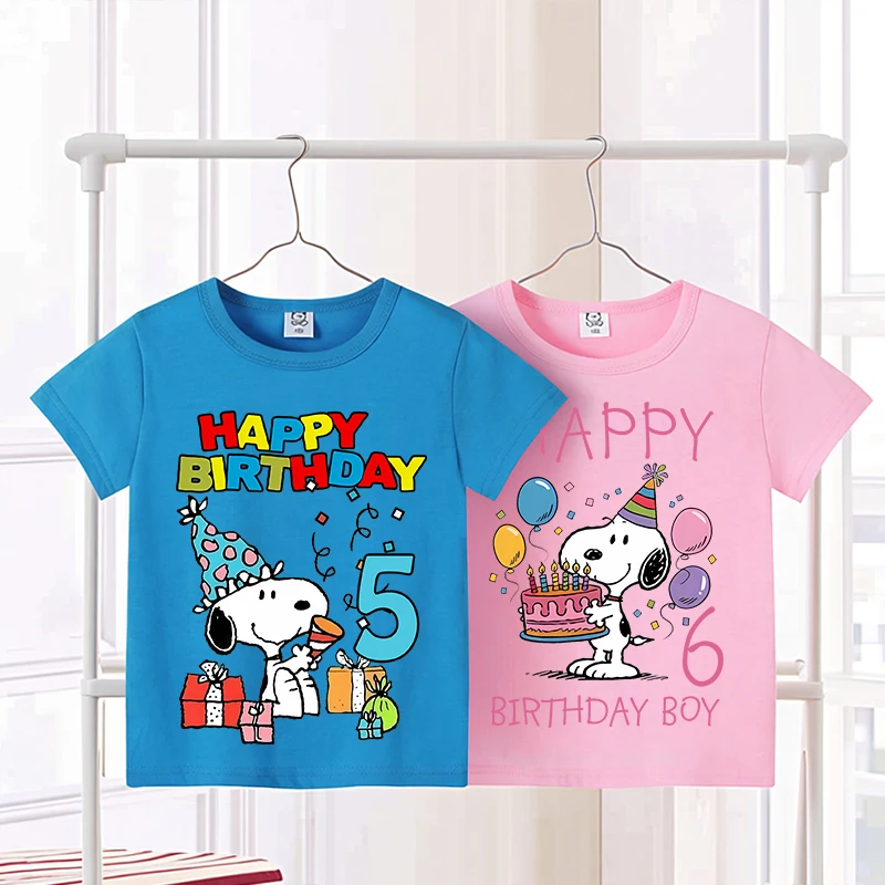 Snoopys Children T Shirt Birthday Party Short Sleeves T-shirt Boy Girl Tops Casual T Shirts Kid Tees Birthday Party Clothes Gift
Snoopys Children T Shirt Birthday Party Short Sleeves T-shirt Boy Girl Tops Casual T Shirts Kid Tees Birthday Party Clothes Gift