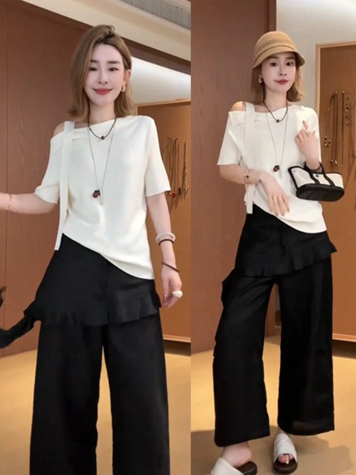 Summer Fashion 2026 New Style Elegant Anti-Aging Oblique Shoulder Top And Casual Pants Two-Piece Set High Waist Long Pants
Summer Fashion 2026 New Style Elegant Anti-Aging Oblique Shoulder Top And Casual Pants Two-Piece Set High Waist Long Pants