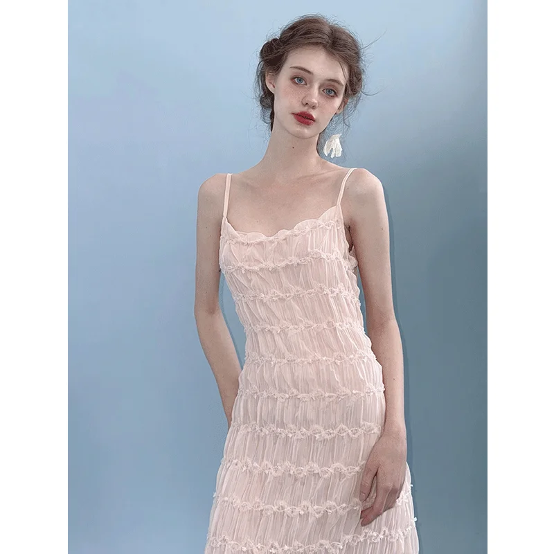 Dresses for Women Summer New High-end Elegant Style Advanced Niche Chic Temperature Pink Textured Suspender Dress
Dresses for Women Summer New High-end Elegant Style Advanced Niche Chic Temperature Pink Textured Suspender Dress