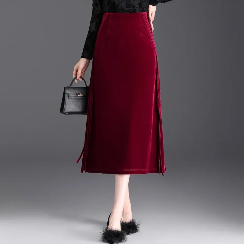 velvet skirt spring and autumn women's slit wrap skirt new elegant vintage straight skirt
velvet skirt spring and autumn women's slit wrap skirt new elegant vintage straight skirt