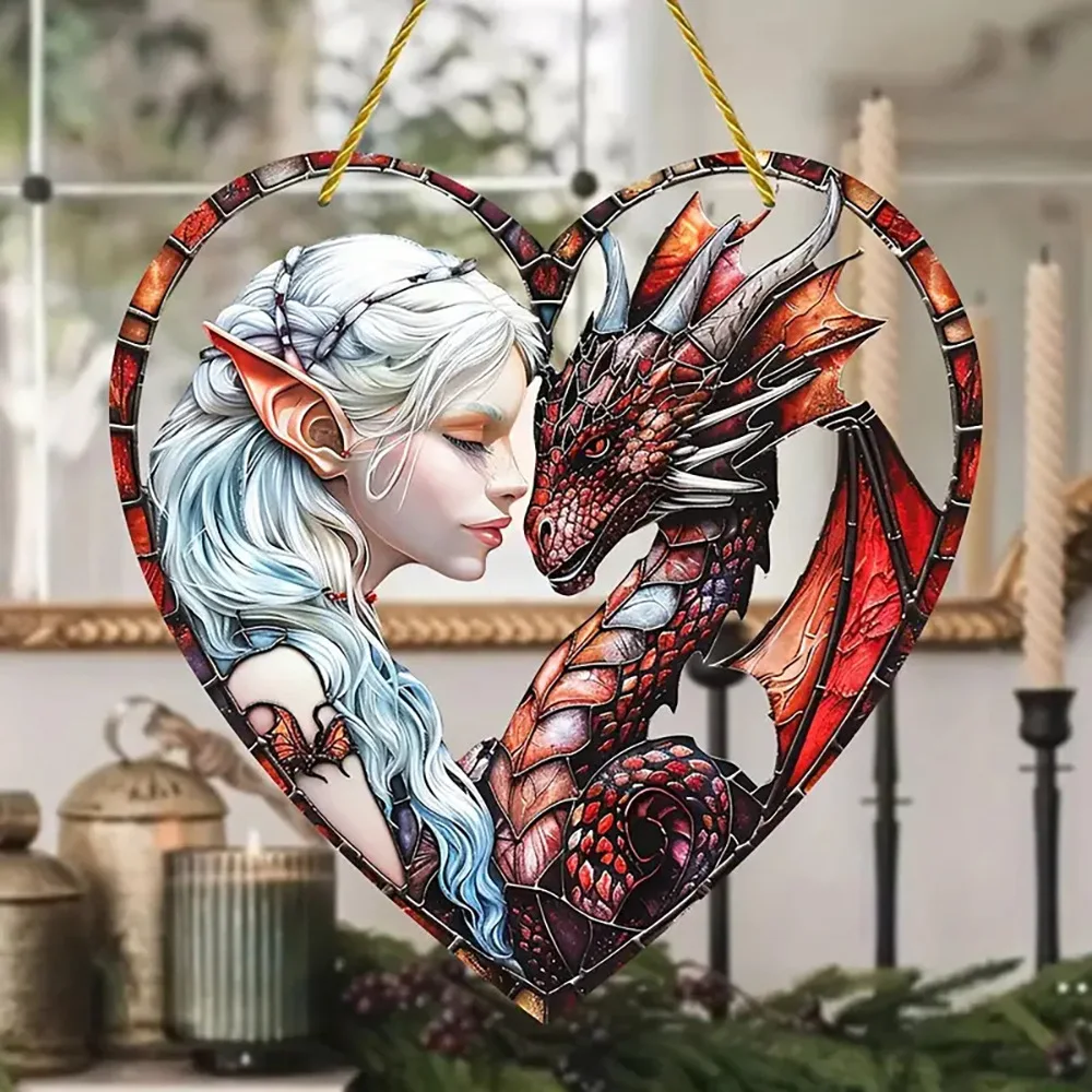 Dragon female sun catcher heart-shaped stained glass window pendant garden porch home decoration
Dragon female sun catcher heart-shaped stained glass window pendant garden porch home decoration